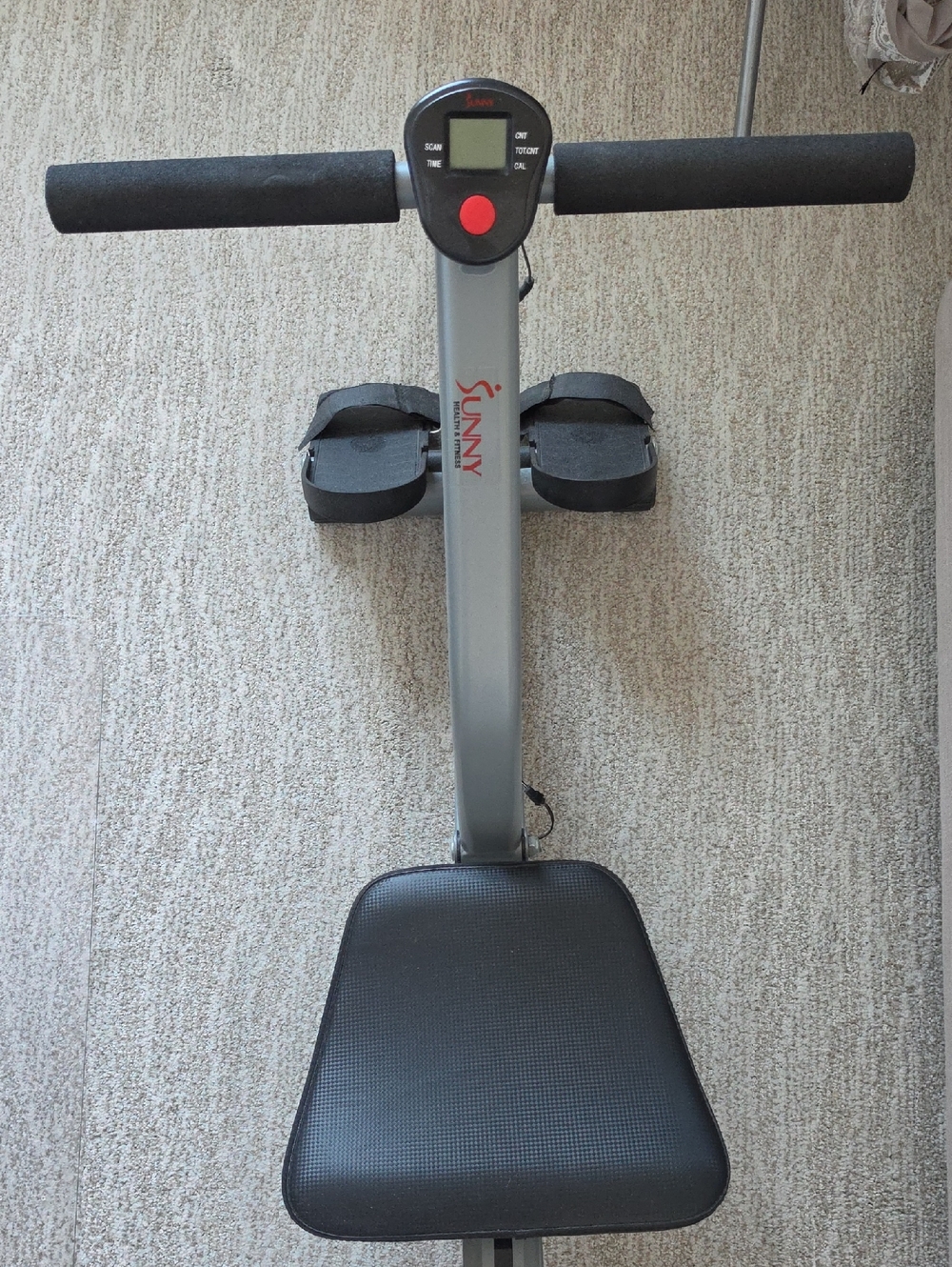 Sunny Health & Fitness Gray and Black  Compact Rowing Machine